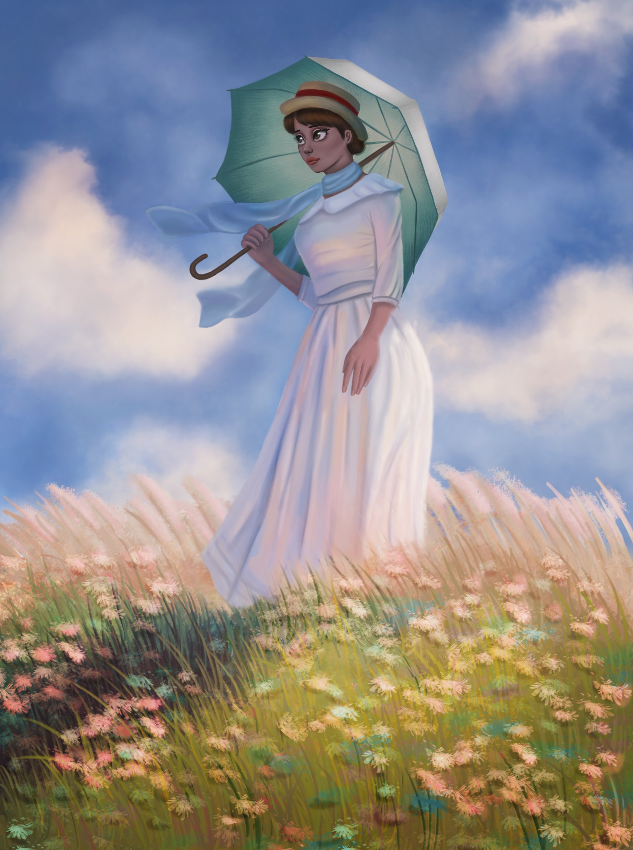 Revisite de "la femme à l'ombrelle tournée vers la gauche" de Monet par Leam_art