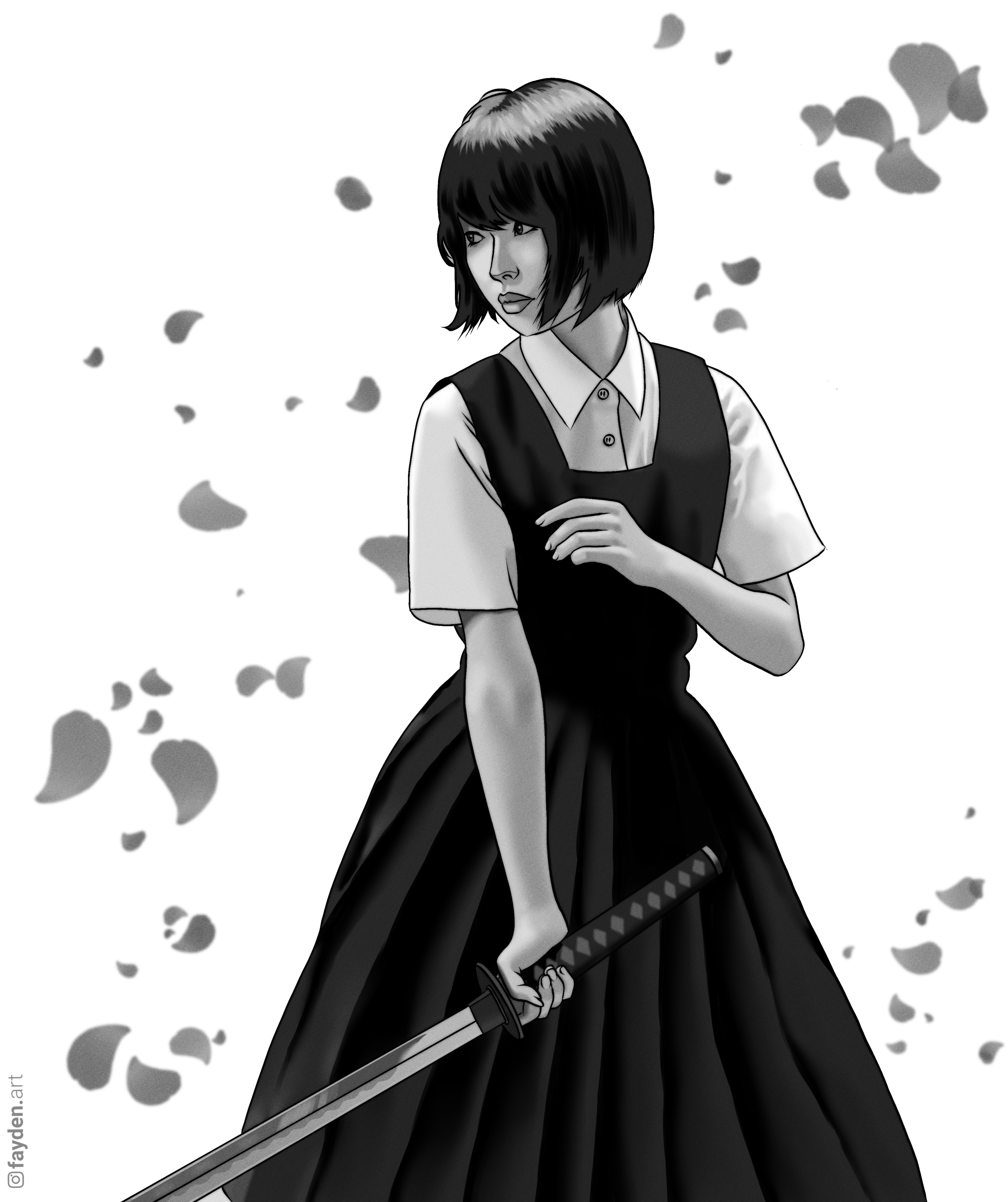 Samourai Girl Greyscale par Fayden